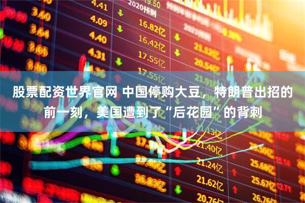 股票配资世界官网 中国停购大豆，特朗普出招的前一刻，美国遭到了“后花园”的背刺